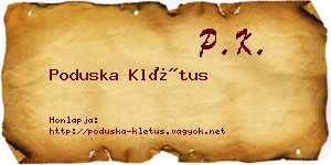 Poduska Klétus névjegykártya